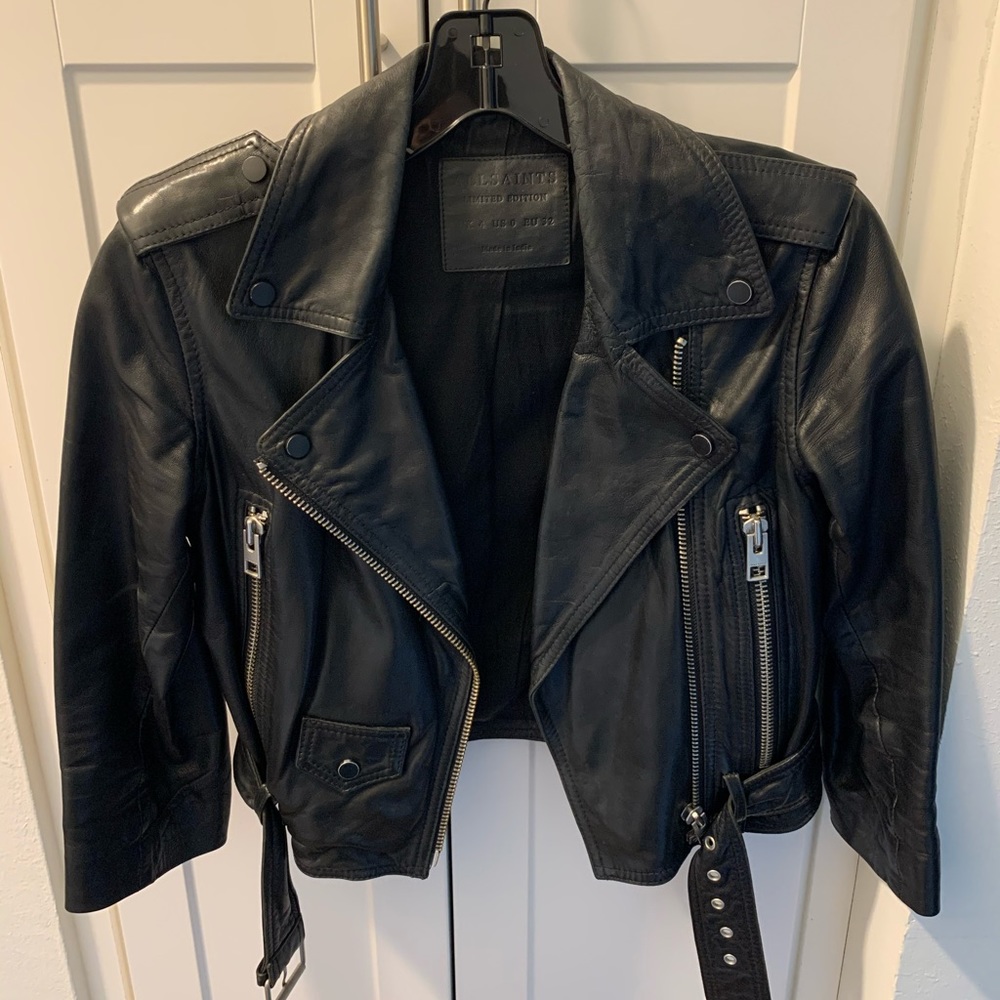 AllSaints cropped leather jacket